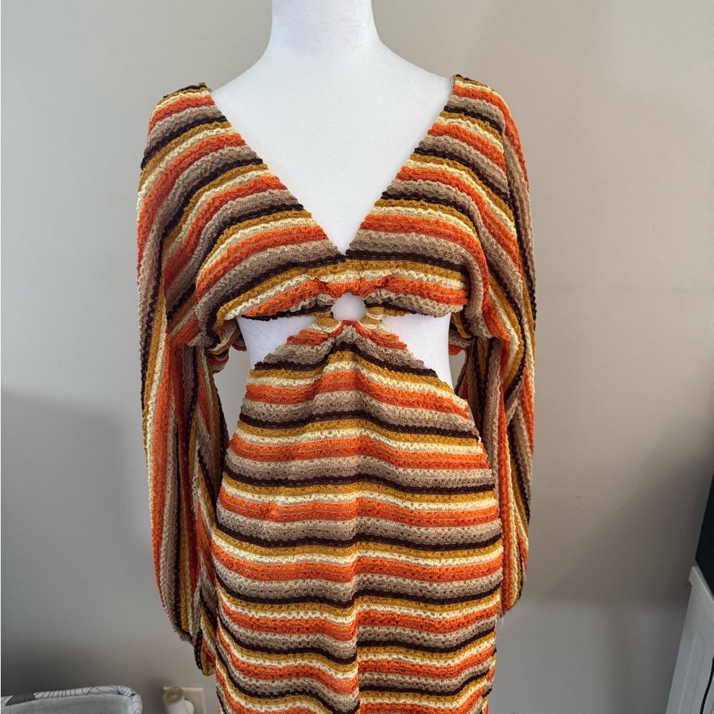 Striped Knit Dress with Cutout Detail